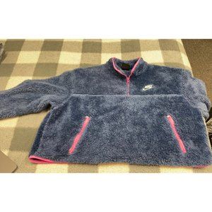 Blue and Pink Fluffy Nike Cropped Sweater